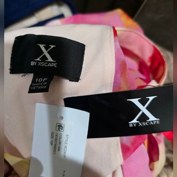 XSCAPE Petites Floral-Print Halter High-Low Dress NWT Size 10P Pink - Picture 5 of 5